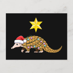 Weihnachts-Pangolin-Weihnachtsmannhut-Ornamente St Feiertagspostkarte