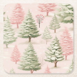 Weihnachts-Papier-Unterlage in Rosa Rechteckiger Pappuntersetzer