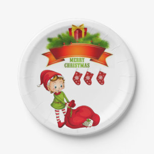 Weihnachts-Papierplatten, Frohe Weihnachten Elf Pappteller