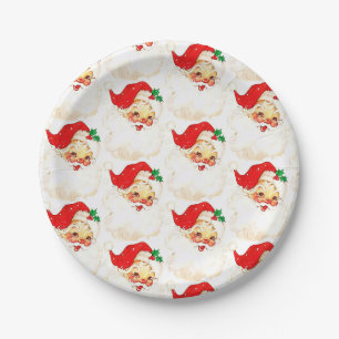 Weihnachts-Papierteller, Vintage-Santa-Papiertelle Pappteller