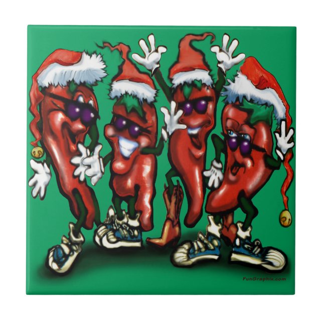 Weihnachts-Paprikaschoten Fliese (Vorderseite)