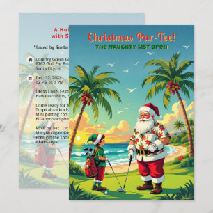 Weihnachts-Par-Tee Lustige Tropische Golf-Santa-Pa Einladung