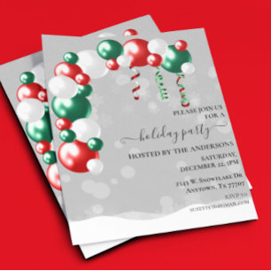 Weihnachts-Party Ballon und Schneeflocken-Haushalt Flyer