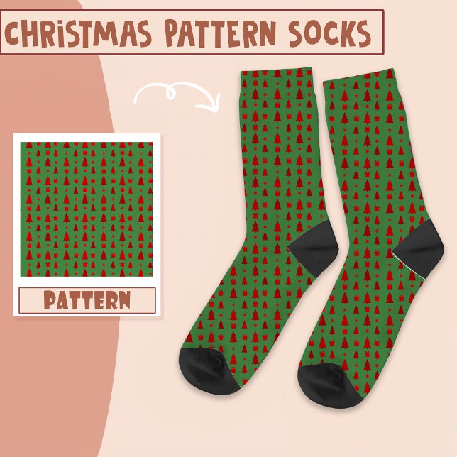Weihnachts Party Bäume rot und grün Muster Socken (Von Creator hochgeladen)