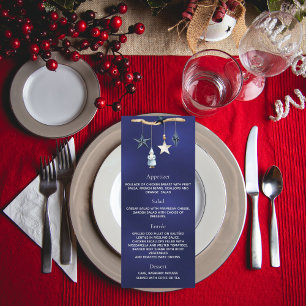 Weihnachts-Party-Blauer Gnome Nordic Menü Menükarte