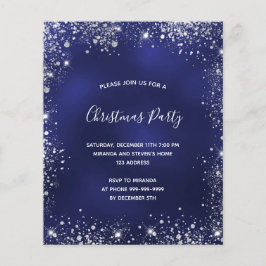 Weihnachts-Party Blue Silber-Budget-Einladung Flyer