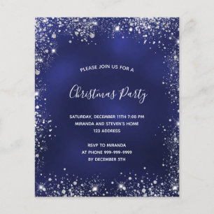 Weihnachts-Party Blue Silber-Budget-Einladung Flyer