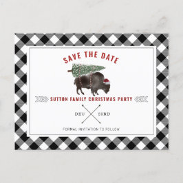 Weihnachts Party Buffalo Santa Kariert Save the Da Feiertagspostkarte