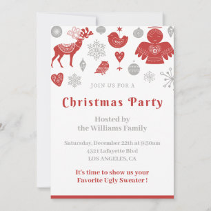 Weihnachts-Party Classic Nordic Grau Einladung