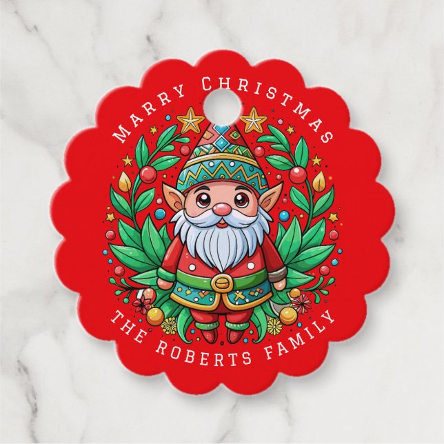 Weihnachts-Party des Weihnachtsmanns Geschenkanhänger (Vorderseite)