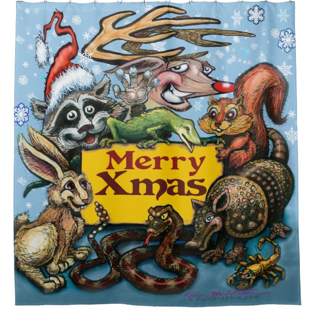 Weihnachts-Party Duschvorhang (Vorderseite)