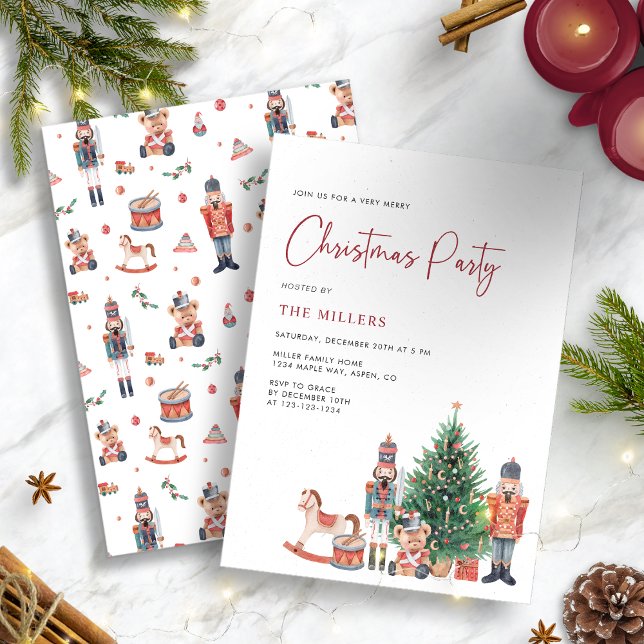 Weihnachts-Party Einladung (Personalized Traditional Nutcracker Christmas Party Invitation)