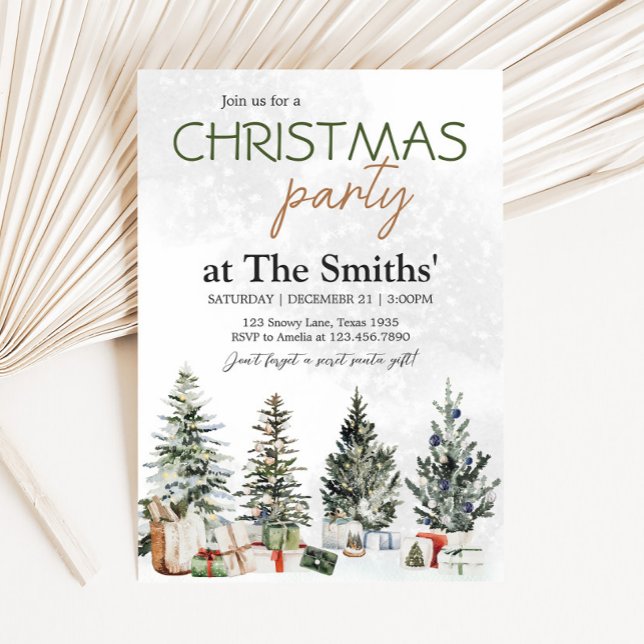 Weihnachts-Party Einladung (Winter Wonderland Pine Tree Christmas Party Invitation )