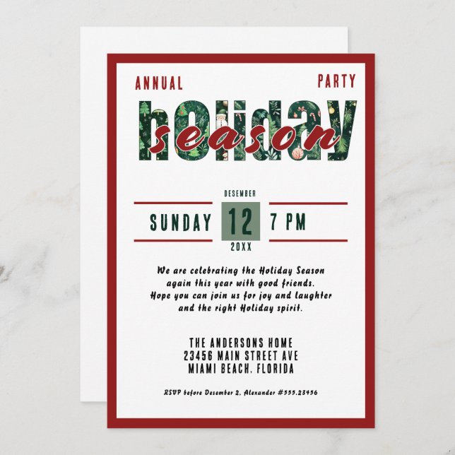 Weihnachts-Party Einladung (Vorne/Hinten)