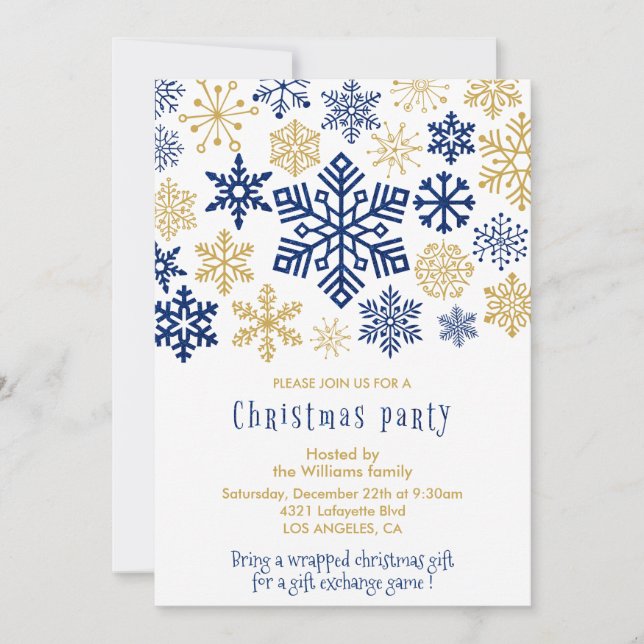 Weihnachts-Party Einladung Chic Snowflakes (Vorderseite)