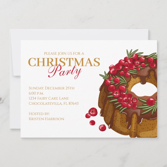 Weihnachts-Party Einladung Cranberry Bundt Cake (Vorderseite)
