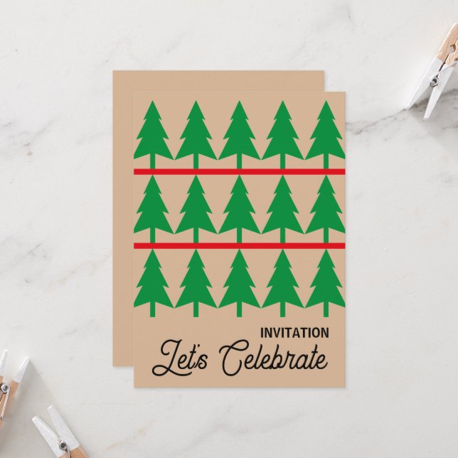 Weihnachts-Party Einladung, Minimalistischer Skand Einladung (Vorderseite/Rückseite Beispiel)