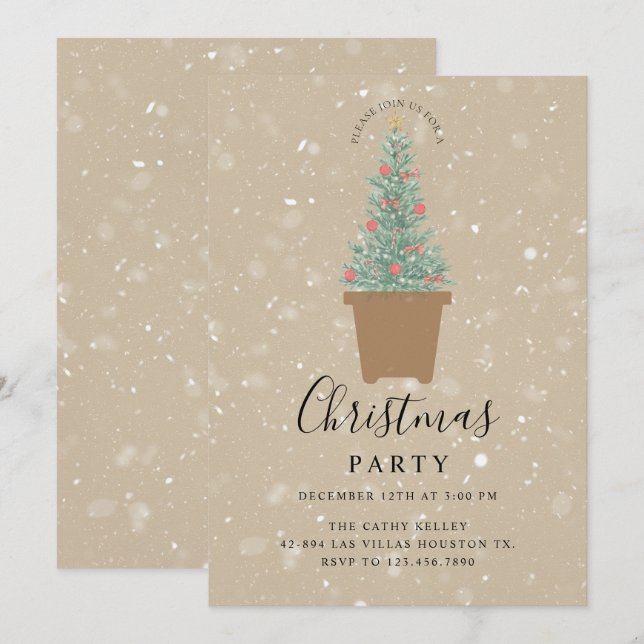 Weihnachts-Party Einladung mit eigener Marke (Vorne/Hinten)