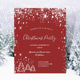 Weihnachts-Party-Einladung Rot Silber