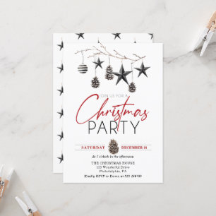 Weihnachts-Party Elegante skandinavische Ornamente Einladung