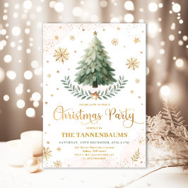 Weihnachts-Party | Eleganter Rosa Gold Winterurlau Einladung