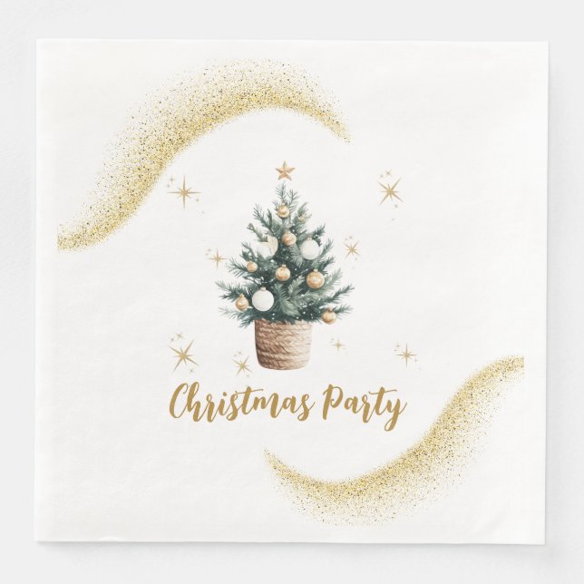 Weihnachts-Party Elegantes Goldenes Dessert Serviette (Vorderseite)