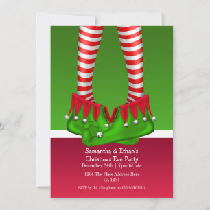 Weihnachts Party Elf Strümpfe und Stiefel Einladung