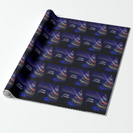 Weihnachts Party farbenfrohe Bäume Navy Blue Rusti Geschenkpapier