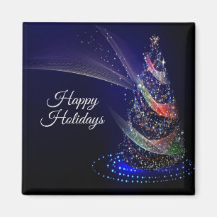 Weihnachts Party farbenfrohe Bäume Navy Blue Rusti Magnet