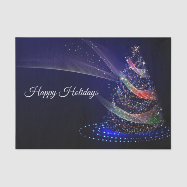 Weihnachts Party farbenfrohe Bäume Navy Blue Rusti Seidenpapier (Vorderseite)