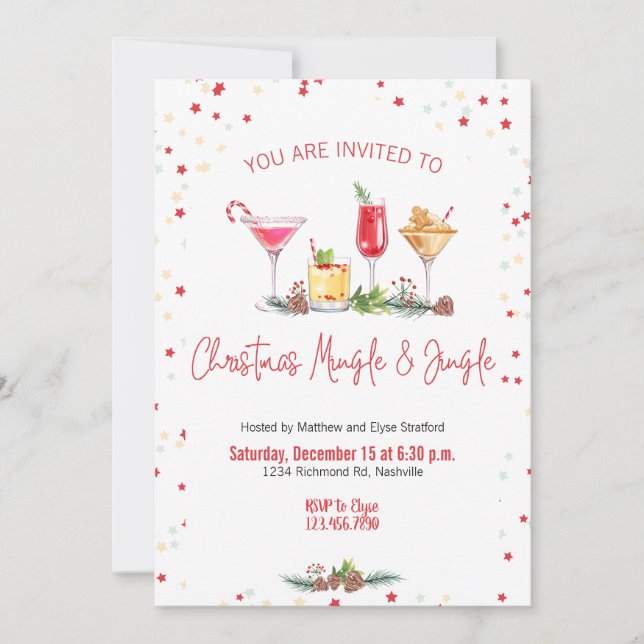 Weihnachts-Party Feiertag Cocktail Weihnachtsarbei Einladung (Vorderseite)