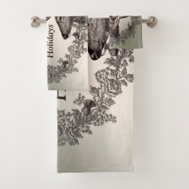 Weihnachts-Party Florentiner Rentier Golden Winter Badhandtuch Set