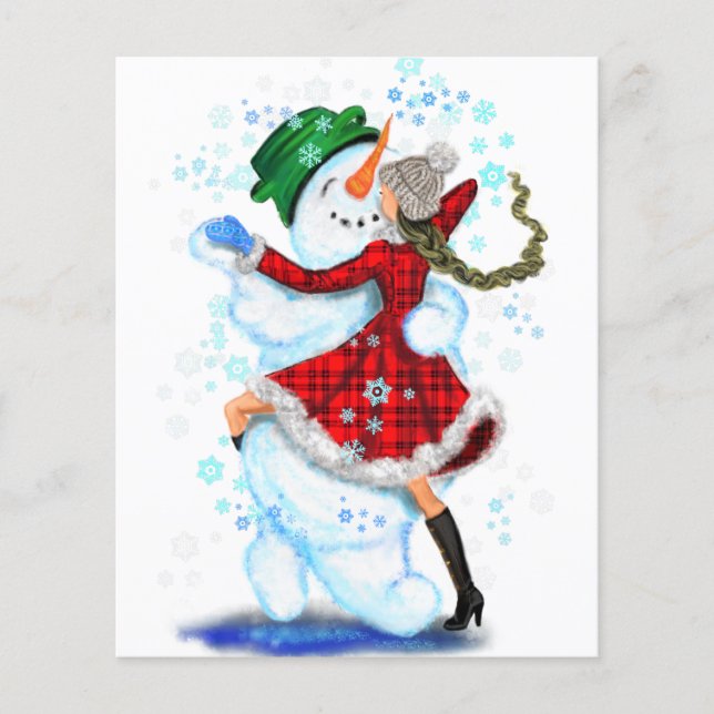 Weihnachts-Party-Flyer Snowman und Girl-Dance Flyer (Vorne)