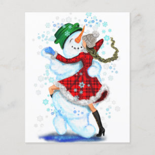 Weihnachts-Party-Flyer Snowman und Girl-Dance Flyer