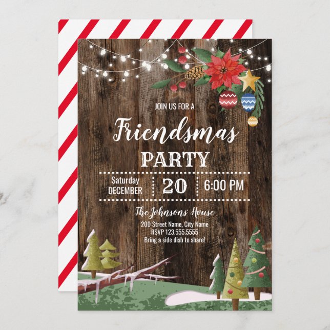 Weihnachts-Party "Friendsmas" Einladung (Vorne/Hinten)