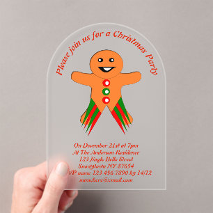 Weihnachts-Party Gingerbread Man Custom Acryleinladungen