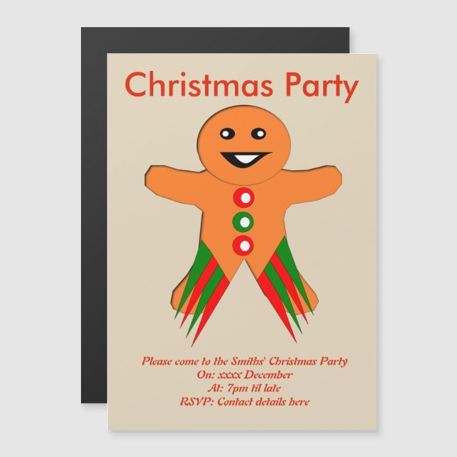 Weihnachts-Party Gingerbread Man Custom lädt ein Magneteinladung (Vorne/Hinten)