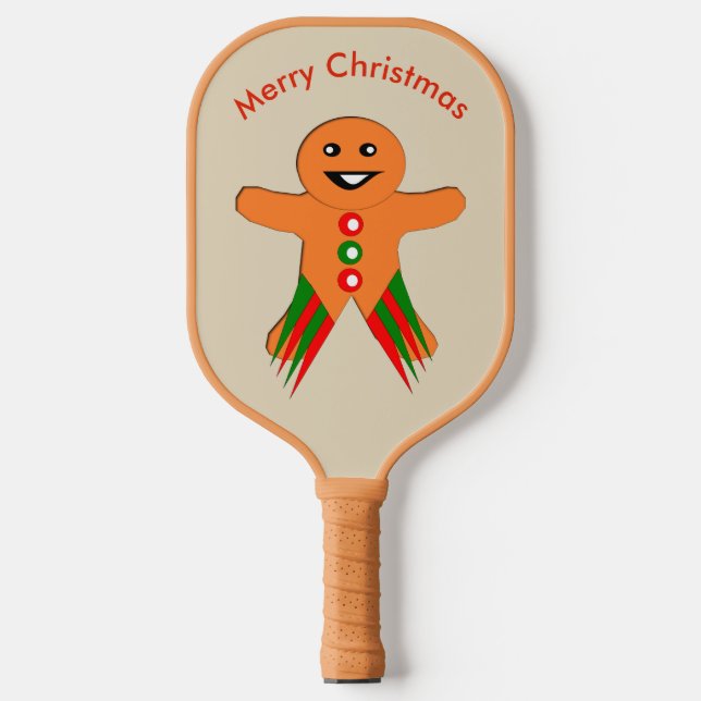 Weihnachts-Party Gingerbread Man Custom Message Pickleball Schläger (Vorderseite)