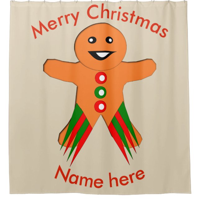 Weihnachts-Party Gingerbread Mann Duschvorhang (Vorderseite)