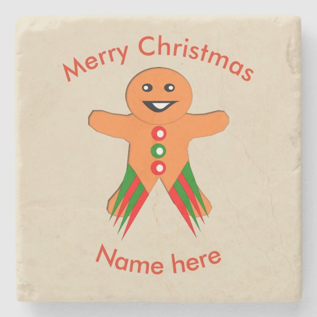 Weihnachts-Party Gingerbread Mann Stone Untersetze Steinuntersetzer (Vorderseite)