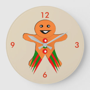 Weihnachts-Party Gingerbrei Man Wall Clock Große Wanduhr