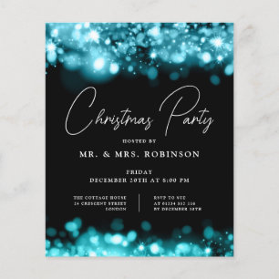 Weihnachts-Party Glam Aquamarin Lights Flyer