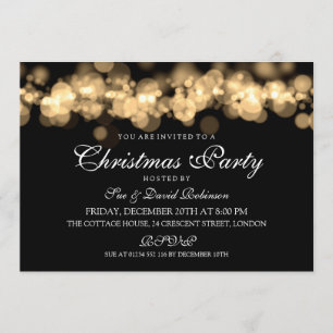 Weihnachts-Party Gold Bokeh Lights Einladung