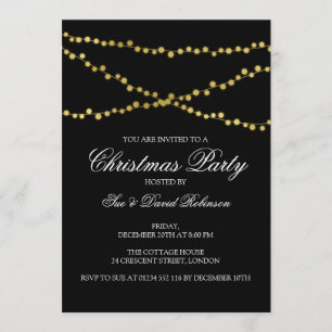 Weihnachts-Party Gold glühende String-Lights Schwa Einladung