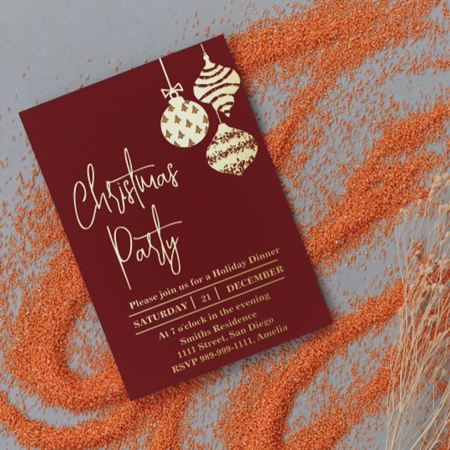 Weihnachts-Party Gold Red Foil Einladung (Von Creator hochgeladen)