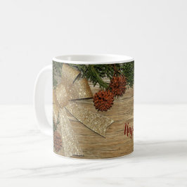 Weihnachts-Party Golden Green Blätter Rot Rustikal Kaffeetasse