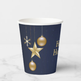 Weihnachts-Party Golden Ornament Navy Pappbecher