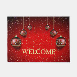 Weihnachts-Party Golden Red Winter Holidays Fußmatte