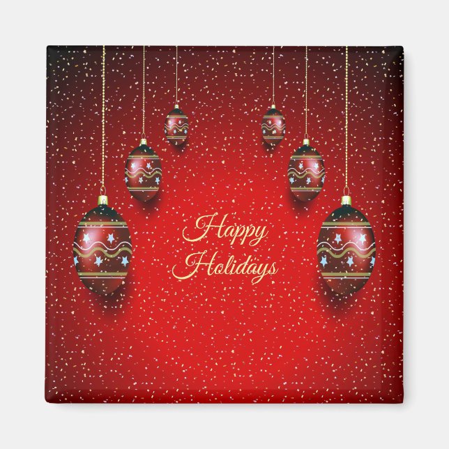 Weihnachts-Party Golden Red Winter Holidays Magnet (Vorne)