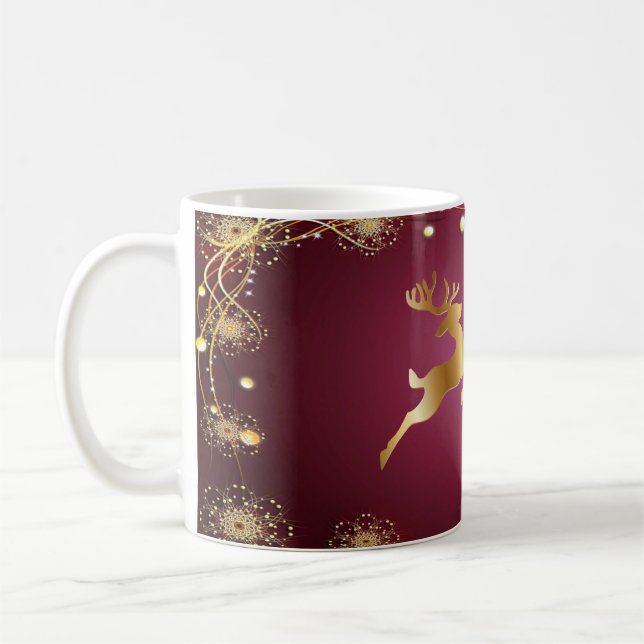 Weihnachts-Party Golden Rentiers Rosa Elegante Kaffeetasse (Links)